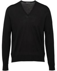 Prada - Knitted V-Neck Sweater - Lyst