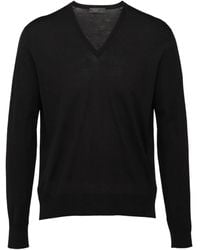 Prada - Knitted V-Neck Sweater - Lyst