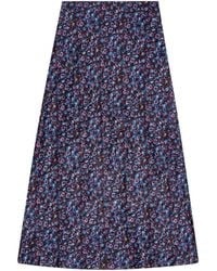 Ganni - Floral-print Satin Midi Skirt - Lyst