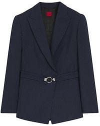 HUGO - Blazer Met Krijtstreep En Ceintuur - Lyst