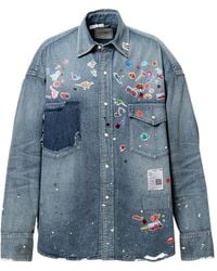 Maison Mihara Yasuhiro - Chemise En Jean À Imprimé Graphique - Lyst