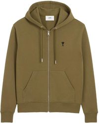 Ami Paris - Felpa Ami-De-Coeur Con Zip E Cappuccio - Lyst