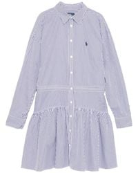 Polo Ralph Lauren - Striped Ruffle Midi Shirt Dress - Lyst