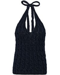 Prada - Cable-knit Halterneck Wool Top - Lyst