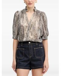 Morgan - Ruffled Snake-Print Blouse - Lyst