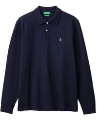 Benetton - Long-Sleeve Logo-Embroidered Polo Shirt - Lyst
