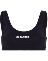 Jil Sander - Bikinioberteil mit Logo-Print - Lyst
