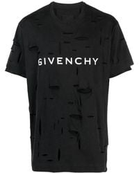 Givenchy - T-Shirt im Distressed-Look mit Logo-Print - Lyst