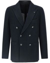 Tagliatore - Ribbed Double-breasted Blazer - Lyst