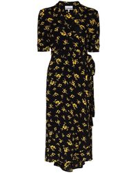 Ganni Wikkeljurk Met Bloemenprint - Zwart