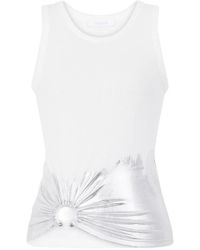 Rabanne - Geripptes Tanktop Mit Piercing-Applikation - Lyst