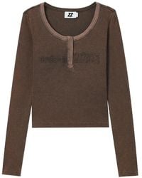 Izzue - Embroidered Long-Sleeve Henley Top - Lyst