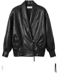 Nineminutes - The Virgo Crocodile-Effect Cropped Jacket - Lyst