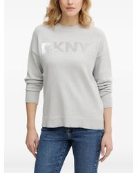 DKNY - Sequin-Logo Sweater - Lyst