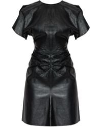 Victoria Beckham - Gerafftes Minikleid aus Leder - Lyst