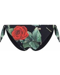 Dolce & Gabbana - Rose-print Bikini Bottoms - Lyst