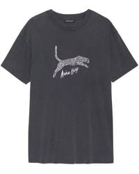 Anine Bing - Walker Leopard-logo Organic Cotton T-shirt - Lyst