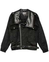 R13 - Crackled-Effect Belted Jacket - Lyst
