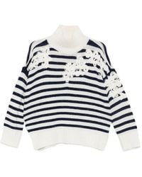 ERMANNO FIRENZE - Floral-Appliqué Striped Sweater - Lyst