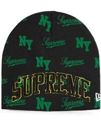 Supreme - X New Era Monogram-Pattern Beanie Hat - Lyst