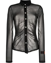 Heron Preston - Georgette Ruched Long-Sleeve Shirt - Lyst