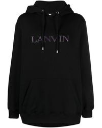 Lanvin - Hoodie en coton à logo appliqué - Lyst