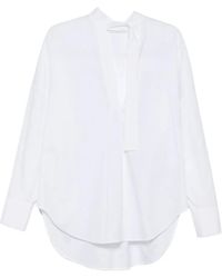 P.A.R.O.S.H. - Cambrige Tie-Neck Curved-Hem Shirt - Lyst