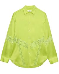 MSGM - Lace Panel Shirt - Lyst