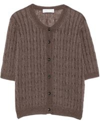 Roberto Collina - Cable-Knit Short-Sleeve Cardigan - Lyst