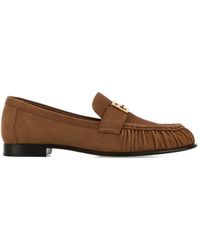 Fendi - Tone Ruched Suede Loafers - Lyst