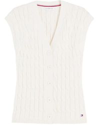 Tommy Hilfiger - Cable-Knit Sleeveless Cardigan - Lyst