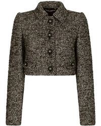 Dolce & Gabbana - Cropped Tweed Jacket - Lyst