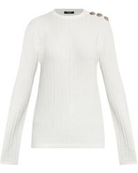 Balmain - Button-Detail Long-Sleeve Jumper - Lyst