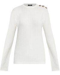 Balmain - Trui Met Knoopdetail En Lange Mouwen - Lyst