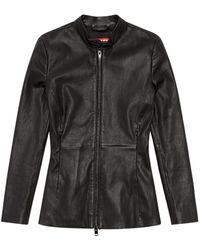 DIESEL - L-sory-n1 Logo-appliqué Leather Jacket - Lyst