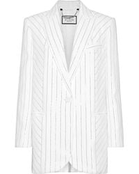 Philipp Plein - Crystal-Pinstripe Cady Blazer - Lyst