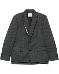 Sacai - Pinstripe-Pattern Buttoned Blazer - Lyst