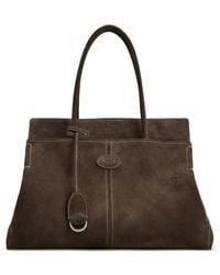 Tod's - Suede Logo-Patch Tote Bag - Lyst