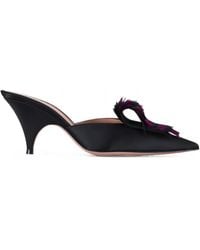 Gianvito Rossi - Feather-Embellished Satin Mules - Lyst