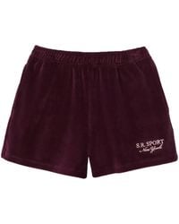 Sporty & Rich - Short En Velours À Logo Brodé - Lyst