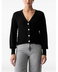 Guess - Flower-Button Pointelle-Knit Cardigan - Lyst