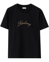 Burberry - Cotton Check Logo T-Shirt - Lyst