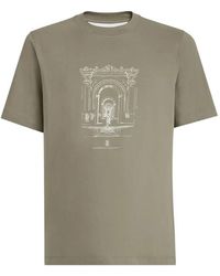 Brunello Cucinelli - Cotton Jersey Crew Neck T-shirt With Print - Lyst
