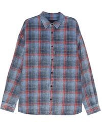 Juun.J - Check-Print Distressed Shirt - Lyst