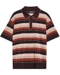 Amiri - Striped Glitter-Effect Polo Shirt - Lyst