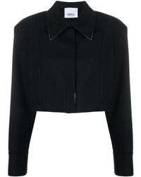 Erika Cavallini Semi Couture - Spread-collar Virgin Wool Cropped Jacket - Lyst