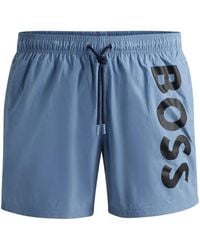 BOSS - Logo-Print Swim Shorts - Lyst