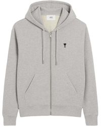 Ami Paris - Felpa Ami-De-Coeur Con Zip E Cappuccio - Lyst