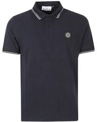 Stone Island - 2200010 Organic Cotton Piqué With Stretch Slim-Fit Short-Sleeve Polo With Compass Patch - Lyst