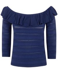 Blugirl Blumarine - Ruffled Off-Shoulder Sweater - Lyst